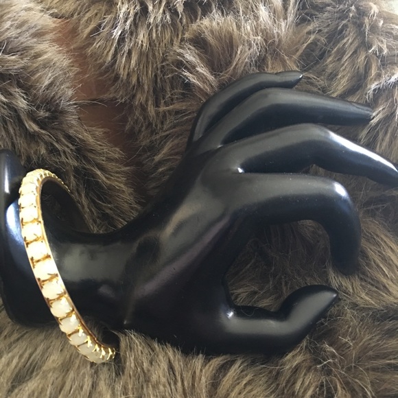 Opalescent glass faceted stone bangle bracelet - Picture 3 of 5